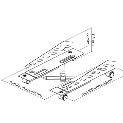 Podstawka wózek na kółkach pod komputer CPU NanoRS, 25kg max, szerokość 160~300mm, RS480 Podstawka wózek na kółkach pod komputer CPU NanoRS, 25kg max, szerokość 160~300mm, RS480