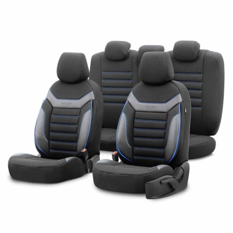 Komplet pokrowców na fotele samochodowe otom individual 203 black/blue 3-zip Komplet pokrowców na fotele samochodowe otom individual 203 black/blue 3-zip
