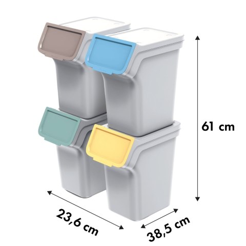 Kosze na śmieci STACKBOX Q SET - popielaty 20l. Keden Kosze na śmieci STACKBOX Q SET - popielaty 20l. Keden