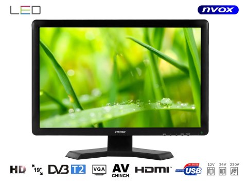Telewizor nvox digital hdtv led 19cali z tunerem dvbt/t2 hevc/h.265 12/24/230v Telewizor nvox digital hdtv led 19cali z tunerem dvbt/t2 hevc/h.265 12/24/230v