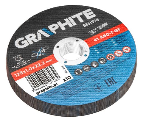 Tarcze tnące do metalu 125 x 1.0 x 22.2 mm, 41 A60-T-BF, 10 sztuk folia Tarcze tnące do metalu 125 x 1.0 x 22.2 mm, 41 A60-T-BF, 10 sztuk folia