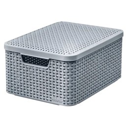 Koszyk z pokrywą Curver Rattan Style M jasny szary
