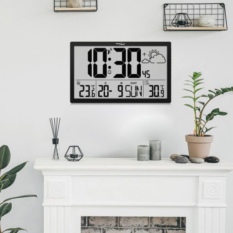 Zegar ścienny LCD bardzo duży GreenBlue, temperatura, data, GB218 Zegar ścienny LCD bardzo duży GreenBlue, temperatura, data, GB218