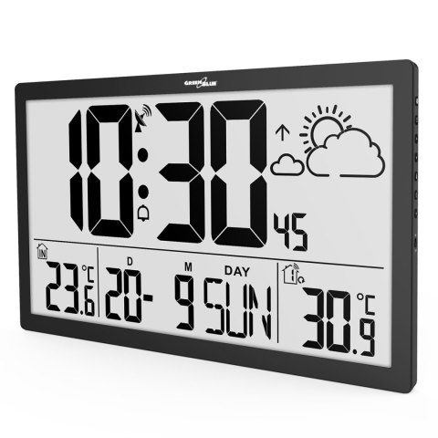 Zegar ścienny LCD bardzo duży GreenBlue, temperatura, data, GB218 Zegar ścienny LCD bardzo duży GreenBlue, temperatura, data, GB218