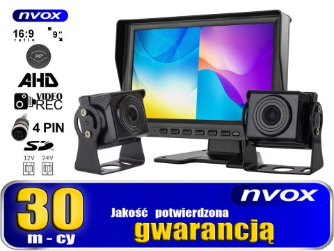 Monitor samochodowy 9cali ahd 4pin z funkcją rejestratora 12v 24v + 2 kamery ahd Monitor samochodowy 9cali ahd 4pin z funkcją rejestratora 12v 24v + 2 kamery ahd