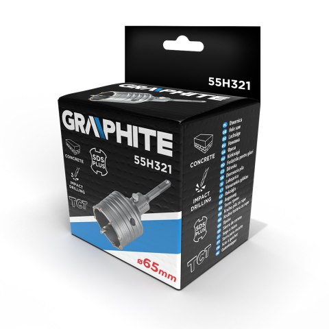 Otwornica widiowa 65mm z adapterem SDS+ oraz wiertłem pilotującym Otwornica widiowa 65mm z adapterem SDS+ oraz wiertłem pilotującym