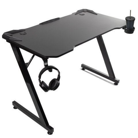 Biurko gamingowe czarne duże NanoRS, 150kg max, wysokość 750mm, 110x60x1,5cm, uchwyt na kubek i słuchawki, RS345 Biurko gamingowe czarne duże NanoRS, 150kg max, wysokość 750mm, 110x60x1,5cm, uchwyt na kubek i słuchawki, RS345