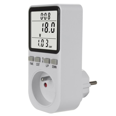 Miernik energii GreenBlue, watomierz, typ E, 220-240V AC, 50Hz, max. obciążenie 16A, IP20, wbudowana bateria, GB364 E Miernik energii GreenBlue, watomierz, typ E, 220-240V AC, 50Hz, max. obciążenie 16A, IP20, wbudowana bateria, GB364 E