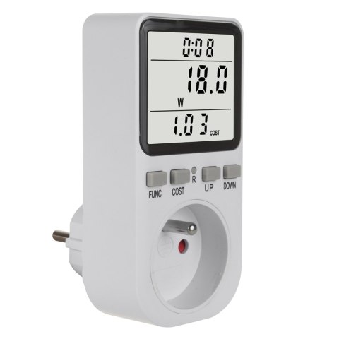 Miernik energii GreenBlue, watomierz, typ E, 220-240V AC, 50Hz, max. obciążenie 16A, IP20, wbudowana bateria, GB364 E Miernik energii GreenBlue, watomierz, typ E, 220-240V AC, 50Hz, max. obciążenie 16A, IP20, wbudowana bateria, GB364 E