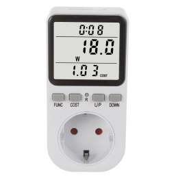 Miernik energii GreenBlue, watomierz, typ F, 220-240V AC, 50Hz, max. obciążenie 16A, IP20, wbudowana bateria, GB364 F