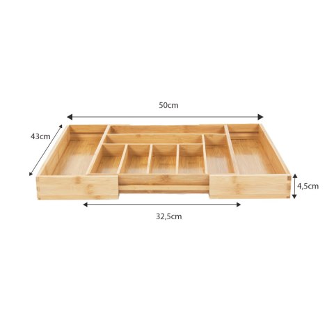 Rozsuwany bambusowy organizer na sztućce GreenBlue, 325-500x430x45mm, GB379 Rozsuwany bambusowy organizer na sztućce GreenBlue, 325-500x430x45mm, GB379