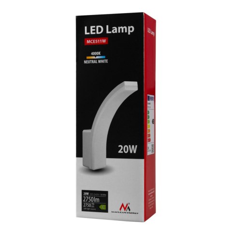 Lampa LED Maclean,kolor biały, 20W, IP65, 2750lm, barwa neutralna biała (4000K) MCE511 W Lampa LED Maclean,kolor biały, 20W, IP65, 2750lm, barwa neutralna biała (4000K) MCE511 W