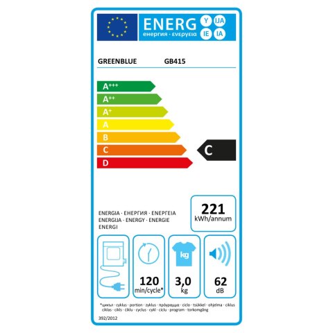 Suszarka elektryczna bębnowa do ubrań GreenBlue, 3kg wsad, GB415 Suszarka elektryczna bębnowa do ubrań GreenBlue, 3kg wsad, GB415