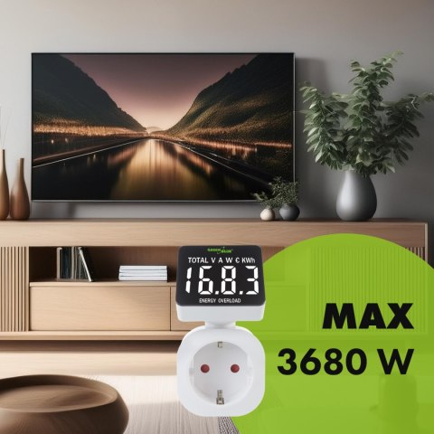 Miernik energii GreenBlue, watomierz, 16A, max. 3680W, podtrz.pamięci, GB620 E Miernik energii GreenBlue, watomierz, 16A, max. 3680W, podtrz.pamięci, GB620 E