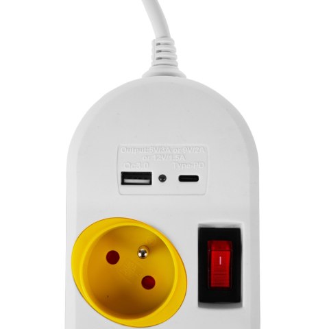 Listwa zasilająca Maclean, przedłużacz 4 gniazda + USB A / C, z włącznikami, 250VAC/10A, 1.5m, biała, MCE508 W Listwa zasilająca Maclean, przedłużacz 4 gniazda + USB A / C, z włącznikami, 250VAC/10A, 1.5m, biała, MCE508 W