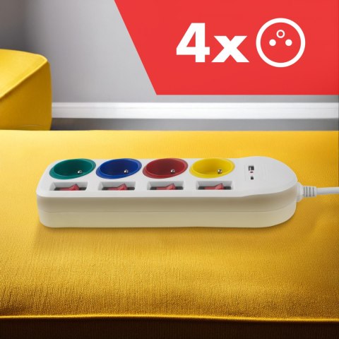 Listwa zasilająca Maclean, przedłużacz 4 gniazda + USB A / C, z włącznikami, 250VAC/10A, 1.5m, biała, MCE508 W Listwa zasilająca Maclean, przedłużacz 4 gniazda + USB A / C, z włącznikami, 250VAC/10A, 1.5m, biała, MCE508 W