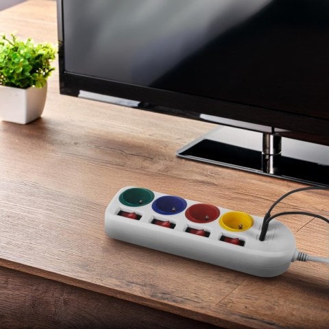 Listwa zasilająca Maclean, przedłużacz 4 gniazda + USB A / C, z włącznikami, 250VAC/10A, 1.5m, biała, MCE508 W Listwa zasilająca Maclean, przedłużacz 4 gniazda + USB A / C, z włącznikami, 250VAC/10A, 1.5m, biała, MCE508 W