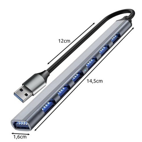 HUB USB- 1 port 3.2 + 6 portów 2.0 Izoxis 24374 HUB USB- 1 port 3.2 + 6 portów 2.0 Izoxis 24374