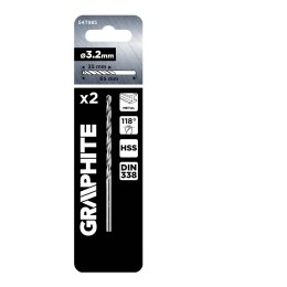 Wiertła do metalu HSS, DIN 338, 3,2 mm, 2 szt.