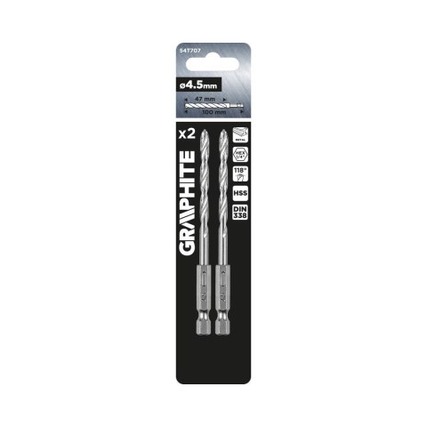 Wiertło do metalu Hex 4.5 mm, 2 szt. Wiertło do metalu Hex 4.5 mm, 2 szt.