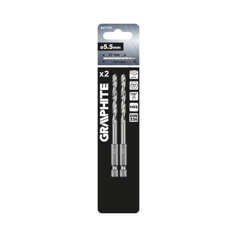Wiertło do metalu Hex 5.5 mm, 2 szt. Wiertło do metalu Hex 5.5 mm, 2 szt.