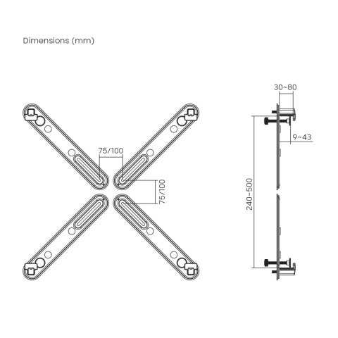 Adapter do monitorów bez otworów w standardzie VESA Maclean, czarny, 17"-32", 10kg max, MC-990 Adapter do monitorów bez otworów w standardzie VESA Maclean, czarny, 17"-32", 10kg max, MC-990