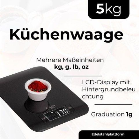 AD 3183 black Waga kuchenna - 5kg AD 3183 black Waga kuchenna - 5kg
