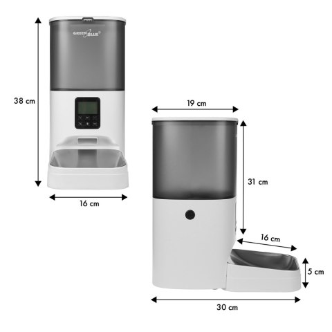 Automatyczny dozownik / podajnik karmy dla zwierząt GreenBlue, 6L, USB 5V1A, GB393 Automatyczny dozownik / podajnik karmy dla zwierząt GreenBlue, 6L, USB 5V1A, GB393