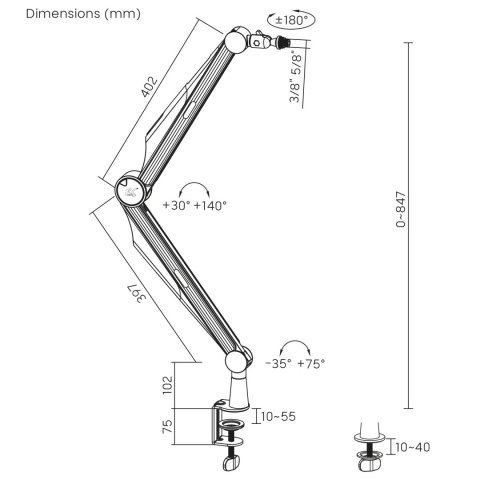 Uchwyt mikrofonu 3/8" i 5/8" NanoRS, 1kg max, RS422 Uchwyt mikrofonu 3/8" i 5/8" NanoRS, 1kg max, RS422