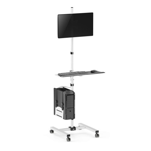 Wózek stand profesjonalny Maclean, mobilne stanowisko komputerowe na kółkach, max 17"-32", max 20kg, MC-793 W Wózek stand profesjonalny Maclean, mobilne stanowisko komputerowe na kółkach, max 17"-32", max 20kg, MC-793 W