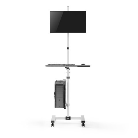 Wózek stand profesjonalny Maclean, mobilne stanowisko komputerowe na kółkach, max 17"-32", max 20kg, MC-793 W Wózek stand profesjonalny Maclean, mobilne stanowisko komputerowe na kółkach, max 17"-32", max 20kg, MC-793 W