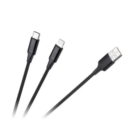 Kabel wtyk USB A - wtyk USB C/ wtyk lightningh (2w1) 1m Kabel wtyk USB A - wtyk USB C/ wtyk lightningh (2w1) 1m