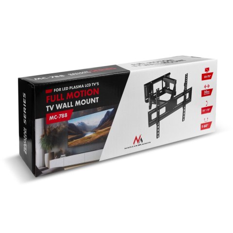 Uchwyt do TV Maclean, max VESA 400x400, 32-75", 50kg, reg.kąta w pionie i poziomie, profil 80-380mm, czarny, MC-788 Uchwyt do TV Maclean, max VESA 400x400, 32-75", 50kg, reg.kąta w pionie i poziomie, profil 80-380mm, czarny, MC-788
