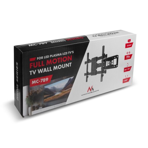 Uchwyt do TV Maclean, max VESA 600x400, 32-85", 60kg, reg.kąta w pionie i poziomie, profil 65-390mm, czarny, MC-789 Uchwyt do TV Maclean, max VESA 600x400, 32-85", 60kg, reg.kąta w pionie i poziomie, profil 65-390mm, czarny, MC-789