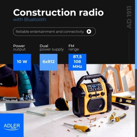AD 1911 Radio budowlane z bluetooth - ipx 54 AD 1911 Radio budowlane z bluetooth - ipx 54