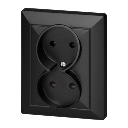 Gniazdo podwójne p/t 2x2P Pearl, 16A, 250V, PT-5 P, czarny