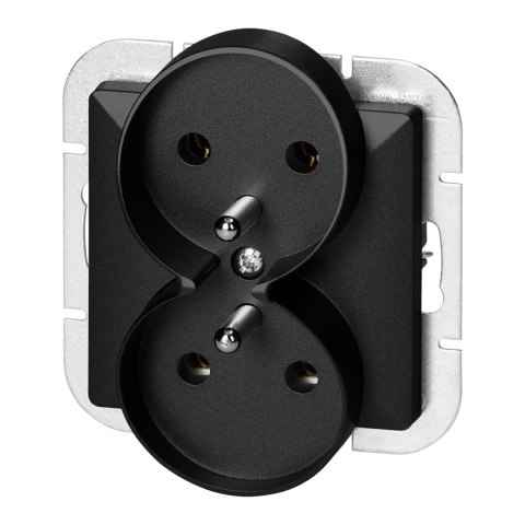 Gniazdo podwójne p/t 2x2P+Z Pearl, 16A, 250V, PT-6 PR, czarny Gniazdo podwójne p/t 2x2P+Z Pearl, 16A, 250V, PT-6 PR, czarny
