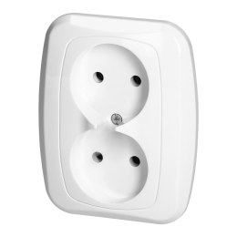 Gniazdo podwójne p/t 2x2p 16A, 250V, ATUT, biały