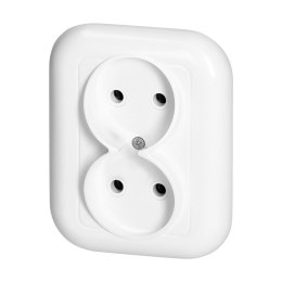 Gniazdo podwójne p/t 2x2p 16A, 250V, FAN, biały