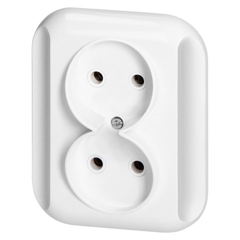 Gniazdo podwójne p/t 2x2p 16A, 250V, TOPAZ, biały Gniazdo podwójne p/t 2x2p 16A, 250V, TOPAZ, biały