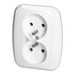 Gniazdo podwójne p/t 2x2p+Z 16A, 250V, ATUT, biały