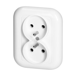 Gniazdo podwójne p/t 2x2p+Z 16A, 250V, FAN, biały