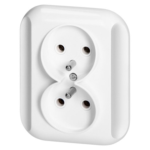 Gniazdo podwójne p/t 2x2p+Z 16A, 250V, TOPAZ, biały Gniazdo podwójne p/t 2x2p+Z 16A, 250V, TOPAZ, biały