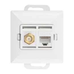 Gniazdo pojed. typu F + Gniazdo 1xRJ45 Cat6 Pearl, TV/F+RJ45/P, biały