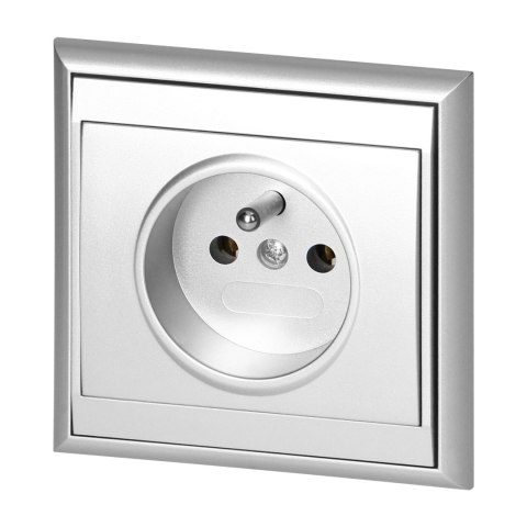 Gniazdo pojedyncze p/t 2P+Z Luna, 16A, 250V, PT-16L, srebrny Gniazdo pojedyncze p/t 2P+Z Luna, 16A, 250V, PT-16L, srebrny