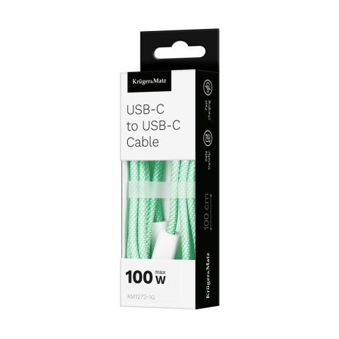 Kabel USB typu C - USB typu C 100 W 1 m zielony Kruger&Matz Basic Kabel USB typu C - USB typu C 100 W 1 m zielony Kruger&Matz Basic
