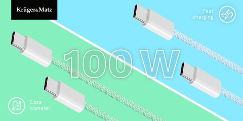 Kabel USB typu C - USB typu C 100 W 1 m zielony Kruger&Matz Basic Kabel USB typu C - USB typu C 100 W 1 m zielony Kruger&Matz Basic