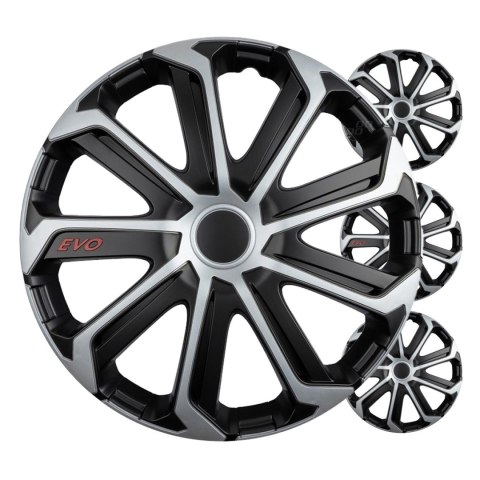 Kołpaki samochodowe 4szt. komplet evo czarno srebrne 14" cali color box Kołpaki samochodowe 4szt. komplet evo czarno srebrne 14" cali color box
