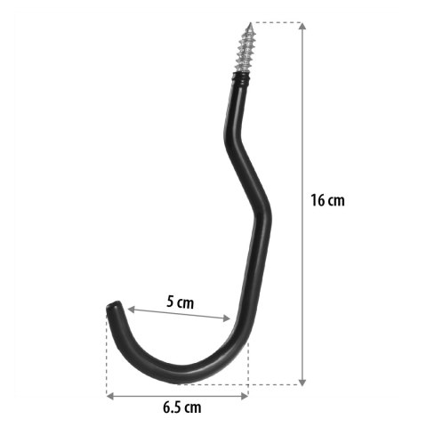 Komplet 2 haków sufitowych Maclean, na drabinę, rower, wąż ogrodowy, stalowy, max. obciążenie 10kg/uchwyt, MC-485 Komplet 2 haków sufitowych Maclean, na drabinę, rower, wąż ogrodowy, stalowy, max. obciążenie 10kg/uchwyt, MC-485