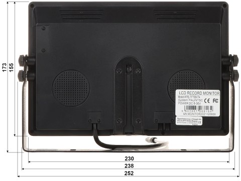 MONITOR SAMOCHODOWY ATE-TFT09-T4 9 " AUTONE MONITOR SAMOCHODOWY ATE-TFT09-T4 9 " AUTONE